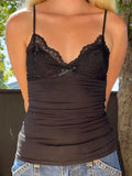 Women's Lace Cami Tops Spaghetti Strap V Neck Camisole Basic Tank Tops Summer Vest Retro Casual