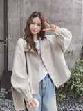 Korean Sweet Chic Jacket Women Loose Fall Long Sleeve Elegant Short Coat Fashion Plaid Patchwork Preppy Style Cute Outwear Tops