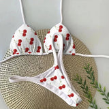 brazilian bikini women suit, beach fashion, sexy thong swimsuit, cute cherry print