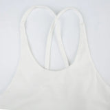 White Backless Sleeveless Side Split Dress