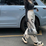 Pbong  Korean Cotton Streetwear Hip Hop Heart Sweatpants Women Oversize Loose High Waist Bloomers Fashion Student Casual Y2k Trousers