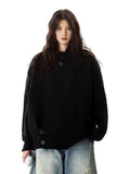 Hip Hop Y2K Gray Cardigan Sweaters Women Loose Streetwear V Neck Design Knitted Coat Casual Vintage Long Sleeve Bf Gothic Tops