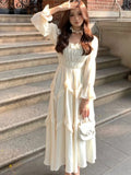 Fashion New Women Elegant and Chic Party Dress Long Sleeve French Style Casual Vintage Dresses Female Birthday Clothes