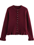 2025 New Women's European & American French Design Sweaters Female Elegant Simple Layered Decoration Versatile Knitted Cardigans