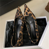 Pbong  Spring Design Leopard Print Woman Pumps Pointed Toe Thin Low Heels Elegant Party Female Shoes Zapatos De Mujer