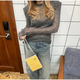 Fashion Solid Round Neck Thin Knitted Sweater Elegant Long Sleeve Bodycon Pullover 2024 New Autumn Lady Commuting Street Outwear