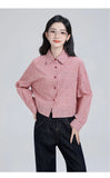 Sweet Red Plaid Shirt Women Preppy Style Vintage Long Sleeve Blouse Korean Fall Loose Female Retro Cute All Match Tops New