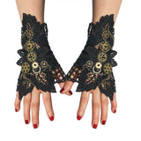 Pbong  Steampunk Long Gloves Women Gothic Lolita Punk Style Lace-up Arm Fingerless Elbow Mittens
