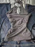 Y2k Crop Tops Vintage Clothes Aesthetic Print Basic Vest Summer Harajuku Sleeveless Slim 2000s Streetwear Goth Cami Emo Girl
