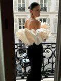Women Strapless Satin Patch Ruffles Long Dress Sexy Off Shoulder Backless Sleeveless Maxi Dresses Female Evening Party Lady Robe