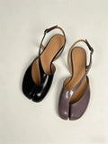 Pbong  Luxury Tabi Flat Sandals Women Summer Patent Split Toe Slingbacks Ballet Shoes Brand Designer Banquet Wedding Sandalias