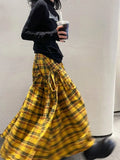 Vintage Plaid Skirt Women Y2k Japanese Style Long Skirt Harajuku Streetwear Fashion Retro A-line Midi Skirts Aesthetics