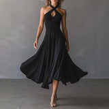 Pbong  Elegant Sleeveless Party Long Dresses For Women Summer Fashion Solid Color Slim Off The Shoulder A-line Maxi Dress Casual