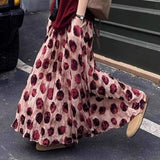 Pbong  Polka Dot Skirt Women Clothing Vintage Pleated Jupe High Waist Big Swing Saia Loose Autumn Long Skirts