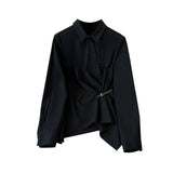 Women Black Gothic Long Sleeve Shirts and Blouse Elegant Y2k Vintage Korean Harajuku 2000s Fashion Shirt Top Clothes Autumn