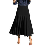 Pbong  Elegant Pure Color Black A- Line Mini Skirt Waist-Cinching Spring Summer New Arrival Women's Fashion Cross-Border Polyester Fibe