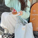 Korean Canvas Shoulder Shopper Bag for Women Large Girl Student Tote Book Bag Woman Fashion High Quality Female Handbags Purses