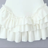 Pbong  Sexy Bow U collar Knitting cotton Tank Dress Women Low Waist Cascade Ruffles Wood ears Hem Short Dresses Femme Mini Robe