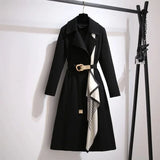 Pbong  Women's Long Coat Spring Autumn Loose Fashionable Slimming Large Size Casual Outerwear Elegant Lady Jacket Trendy