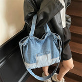 Pbong  Korean Canvas Shoulder Crossbody Women's Bag Denim Fashion Girl Students Messenger Book Bag for Woman New in Large Handbags  black bag tote bag