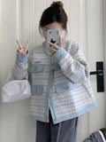 Fall Women Sweet Tweed Jacket Vintage Casual Long Sleeve Elegant Coat French Cute O Neck Women Fall Winter Retro Tops New