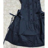 Pbong  Vintage Lace Patchwork Shirt Dress Women Lolita Preppy Style Button Short Sleeve Dress Slim Harajuku Y2K Tiered Gothic Vestidos