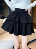 Pbong  Y2k Sweet Skirts Women Clothing High Waist Fashion Jupe Ruffles A-line Saia Korean Autumn Mini Skirt