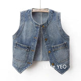 New Ladies Denim Vest Jacket 2025 Summer Retro Versatile Women's Waistcoat Tops Round Neck Sleeveless Female Cowboy Horse Clip