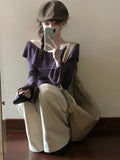 Sweet Elegant Temperament Slash Neck Spliced Ruffle Women Tops High Street Y2k Aesthetic Solid Harajuku Pullover Korean Clothes