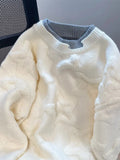 Vintage Stars Sweaters Women Lazy Wind Preppy Style Knitted Pullover Japan Retro Loose Long Sleeve Patchwork Harajuku Tops New