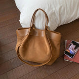 Pbong  New Luxury Designer Suede Leather Shoulder Bag Large Capacity Tote Bag Vintage Hobo Bucket Bag Retro Top-Handle Bags ﻿
