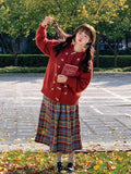 Christmas Red Sweet Cardigan Women Vintage Preppy Style Japan Knitted Sweater Casual Lazy Wind Female Fall Winter Tops New