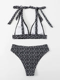 Triangle Bikini Set High Cut Swimsuit Women Sexy Printed Swimwear Female Bathers Bathing Swimming Swim Suit Beachwear