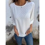 Pbong  All Seasons and Casual Hangouts Versatile Casual Dot Blouse Three Quarter Sleeves Button Details Suitable
