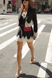 Spring Lace Patchwork Streetwear Dress Of Set 2025 New Fashion Stripe Blazer Coat And Slip Short Dress Fashion Two Piece Set