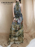 Renaissance Oil Painting Long Luxury Dresses 2025 Vintage Sleeveless Backless A Line Evening Maxi Dress Woman Clothing
