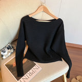 Off Shoulder Knit Top for Women Slash Neck Batwing Sleeve Off-the-Shoulder Sweater Pullover Autumn Winter Elegant Fashion Outfit