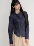 Vintage Slim Plaid Shirt Women Elegant Fall Long Sleeve Design Blouse Casual Preppy Style Female Retro Korean Sweet Tops