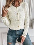 Women's Minimalist round Neck Long Sleeve Knitted Cardigan Sweater New Style Comfortable Soft Material Fashionable Outerwear