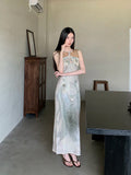 Hollow Out Vintage Bodycon Long Dress For Woman Summer 2025 Sleeveless Tunics Modest Evening Party Ladies Midi Dress
