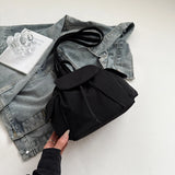 Pbong  Women's Small Soft Cloth Backpacks Korean Fashion Solid Color Backpack Girls School Bag Cute Simple Back Pack