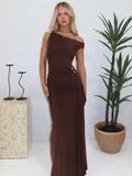 Oblique Shoulder Backless Sexy Maxi Dress For Women Fashion Off-shoulder Sleeveless High Waist Bodycon Club Long Dress