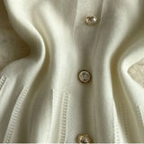Sweet Lapel Single Breasted Short Dress A-line Rib Knitting Women Dress Solid Color Chic Elegant Dress 2025 New Female Clothing