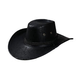Women Men Cowgirl Hat Retro Synthetic Leather Sun Protection Holiday Beach Hiking Cap
