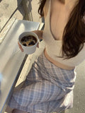 Plaid Skirt Vintage Women Elegant Sweet Korean Style Mid Skirt Y2k Harajuku fashion A-line summer Aesthetics Skirts