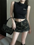 Summer Street Vintage Camouflage Skirts Y2k High Waist Bodycon Skirt Foir Women Summer New Casual All-match Faldas Mujer