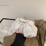 French Retro Temperament Commuting Bow Cute Wedding Party Banquet One Shoulder Armpit Crossbody Handbag