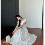 Pbong  Elegant Sweet Gentle Square Collar Long Skirt Design Slimming Dress French Style Summer New High Quality One Piece Dress