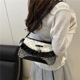 Pbong  Fashionable Sweet Butterfly Knot Crossbody Bag Urban Minimalist Style PU Material Small Square Bag Women's Handbag Commuting