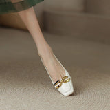 Spring/Summer Women's Pumps Split Leather High Heels Square Toe Thin Heel Women Shoes Metal Buckle Lady Shoes Party Shoes